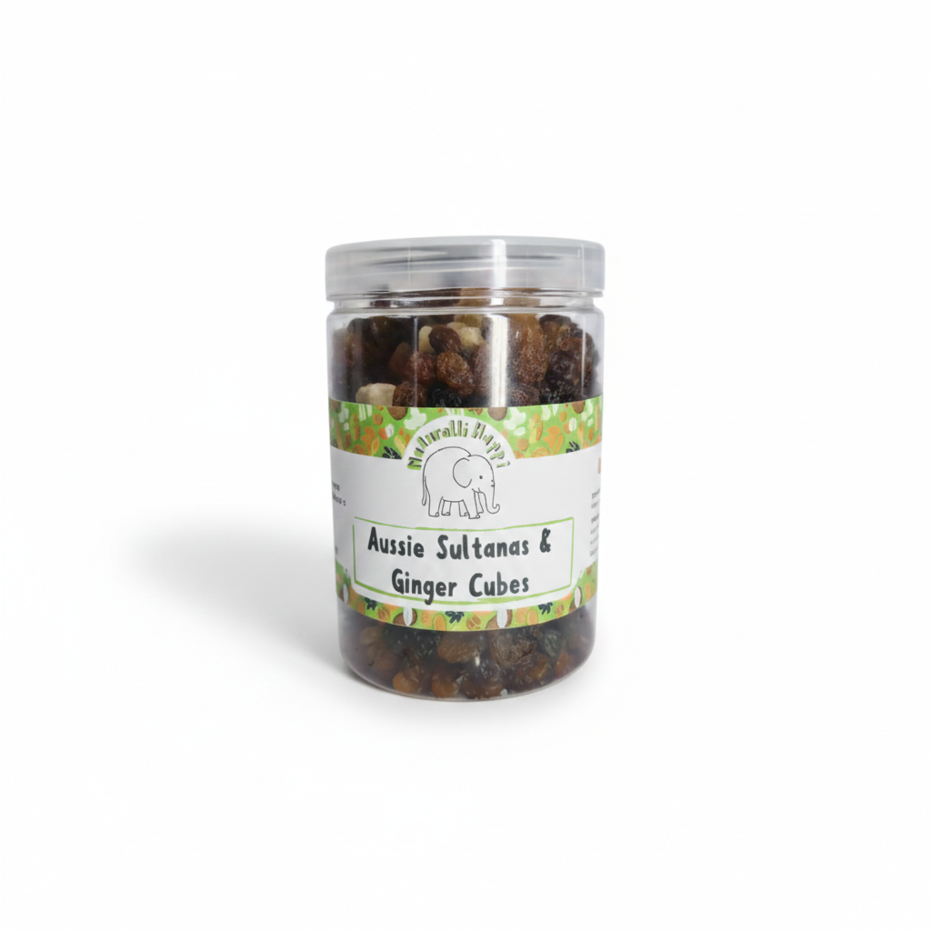 Naturalli Happi Sultanas with ginger cubes in a bag